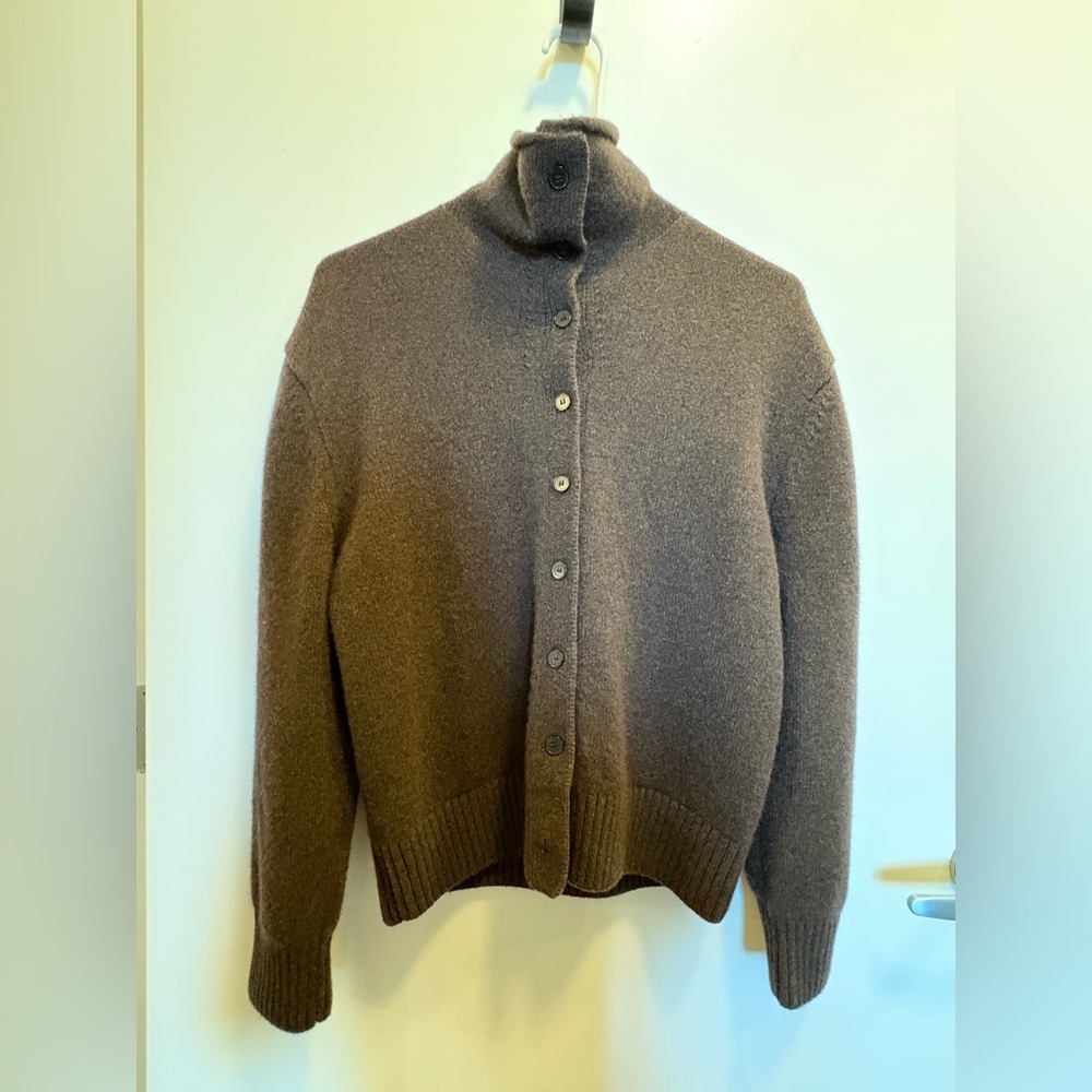 Brown 100% cashmere thick cardigan